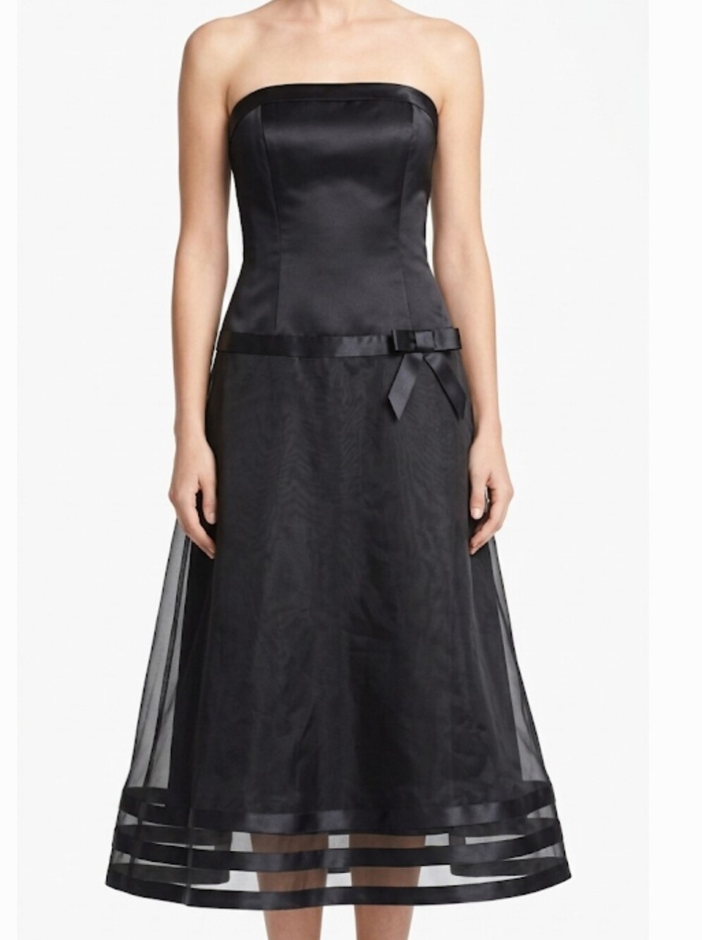Dessy Collection Strapless Black Organza and Satin Cocktail Dress